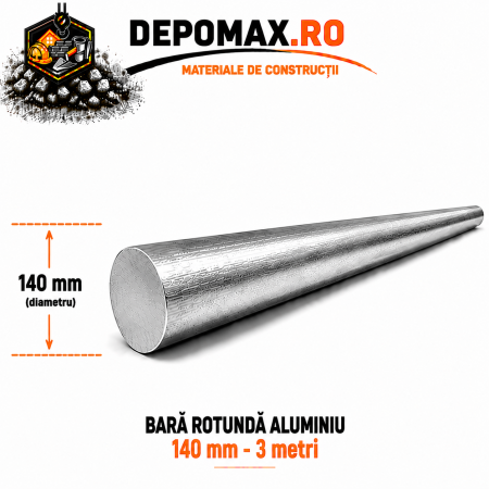 Bara rotunda aluminiu 140 mm, 3 metri, EN AW-6082